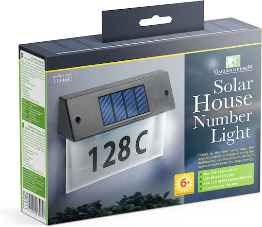 Garden Eden Соларен Номер За Къща Студено Бяло Led Прозрачен Плексиглас 18 X 20 См