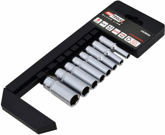 Комплект дълги вложки Awtools 1/4" 8 бр