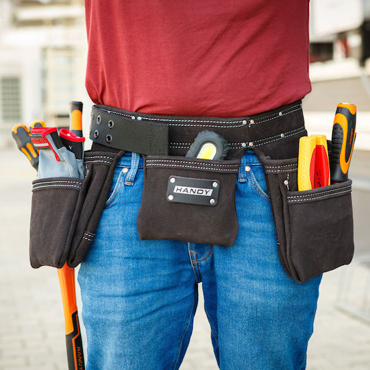 Professioneller Leder Werkzeuggürtel Mit 7 Taschen Hammerhalter 600x200 Mm