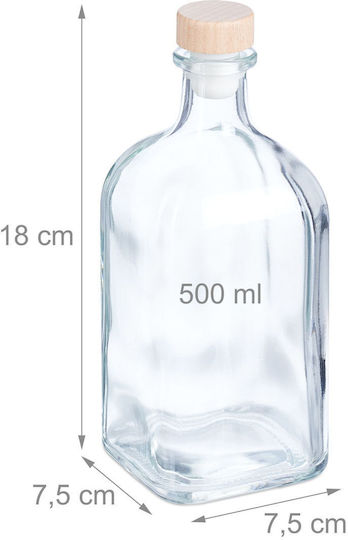 Set 6 Sticle din Sticlă Relaxdays 500 Ml 18x7.5x7.5 Cm Transparent Capac din Plută