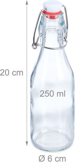 Set 24 Sticle din Sticlă cu Capac Tip Balansoar Relaxdays 250 Ml Transparent 20x6 Cm