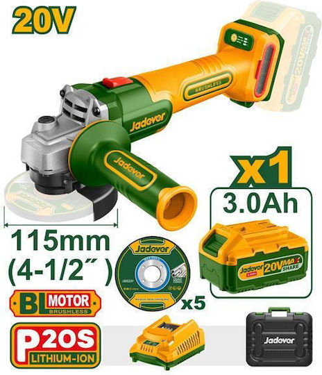 Jadever JDLAP522 Winkelschleifer 115mm Batterie Bürstenlos 1x3Ah