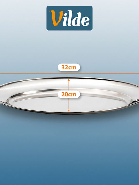 Vilde Piată de Servire Ovală Inox Gri 32x20 cm