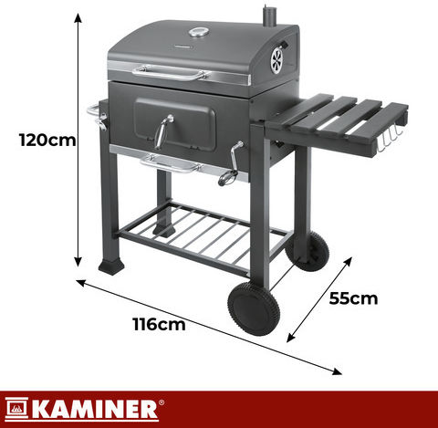 Kaminer Rostfreier Stahl Holzkohlegrill Mit Einem Deckel Und Thermometer 57x42cm