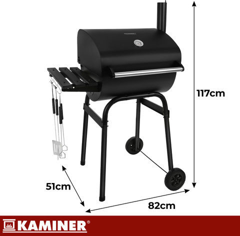 Kaminer Rostfreier Stahl Tragbarer Holzkohlegrill Mit einem Deckel und Thermometer 22x22cm