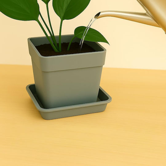 Farfurie Pentru Floare Din Plastic Gri 34x34cm Set 5 Buc B09526P3BF