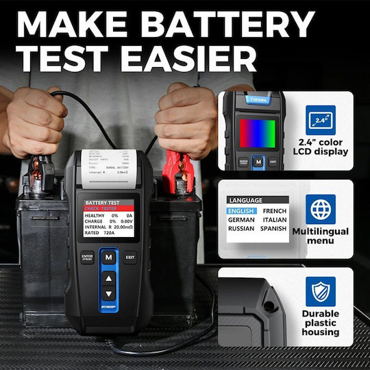 Topdon TD-BT300P Αναλογικό Battery Tester με Κροκοδειλάκια