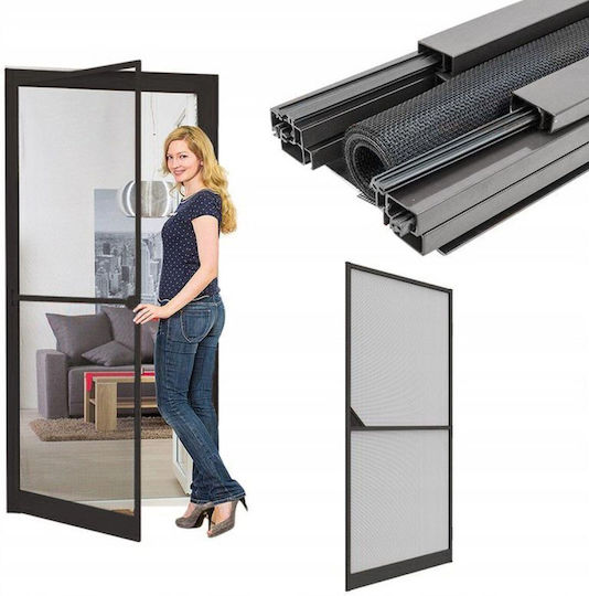 Plus Door Mosquito Net Screw Mounted Aluminum Gray With Frame 215x100cm