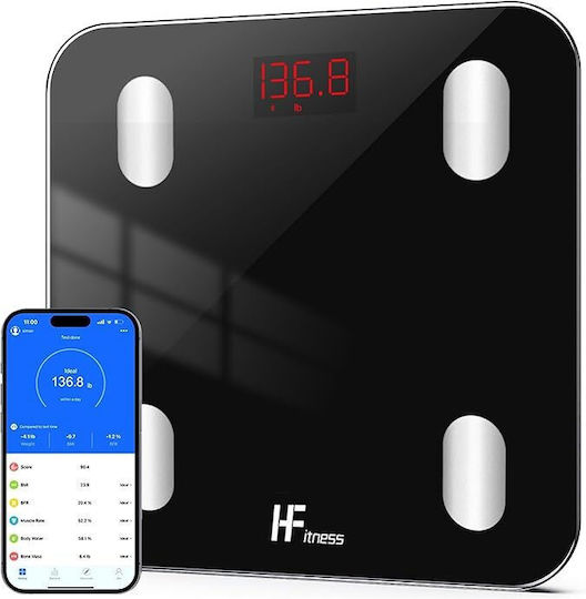Homefashion Smart Cantar De Baie 180kg Cu Analizator De Grăsime Corporală Și Bluetooth Negru