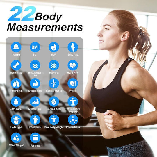 Jeetif Smart Cantar De Baie 180kg Cu Analizator De Grăsime Corporală Și Bluetooth Negru