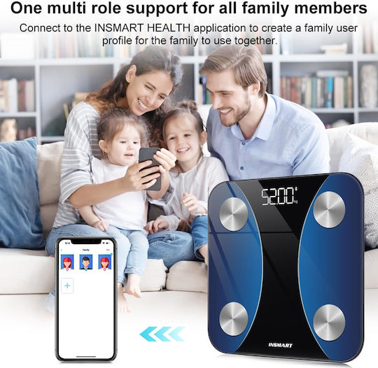 Insmart Smart Cantar De Baie 180kg Cu Analizator De Grăsime Corporală Și Bluetooth