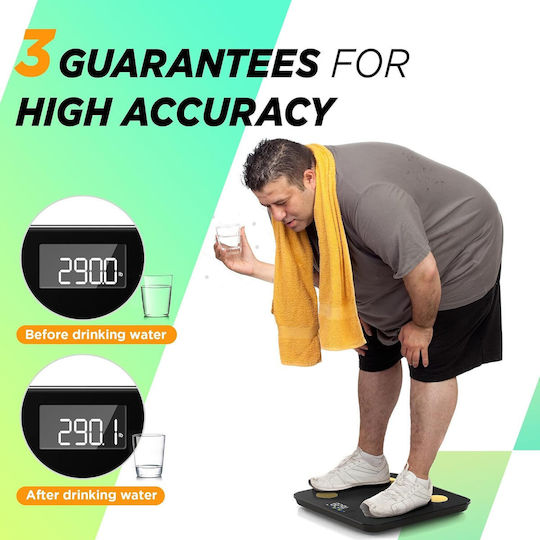 Runstar Smart Cantare De Baie 180kg Cu Analizator De Grăsime Corporală Și Bluetooth Neagră