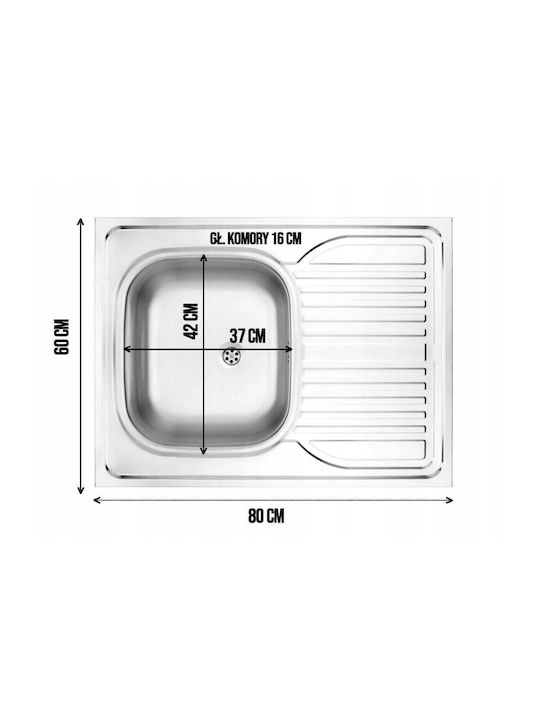 Deante Drop-In Küchenspüle Inox M80xB60cm Grau