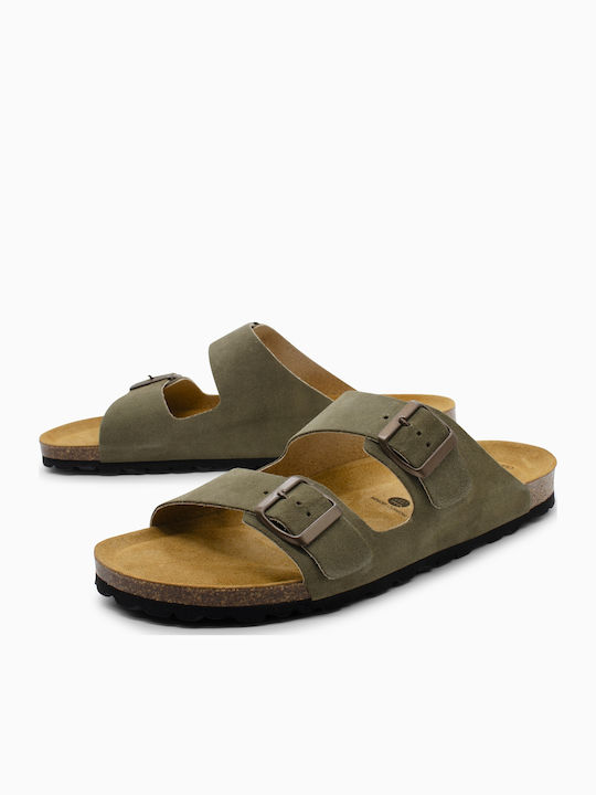 Leder Herrensandalen in Grün Farbe