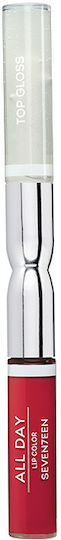 Seventeen All Day Lip Color & Top Gloss Υγρό Κραγιόν Metallic 07 Gloss Red 10ml