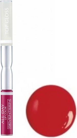 Seventeen All Day Lip Color & Top Gloss Υγρό Κραγιόν Metallic 07 Gloss Red 10ml