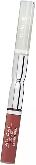 Seventeen All Day Lip Color & Top Gloss Υγρό Κραγιόν Metallic 28 Plum Brown 10ml