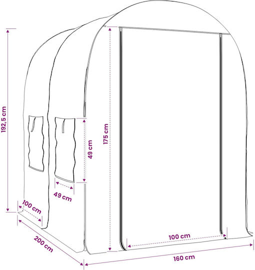 vidaXL Greenhouse House Type 1.6x2x1.92m