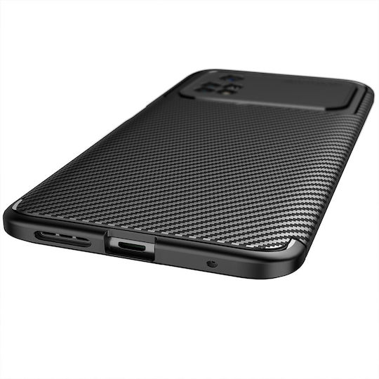 Forcell 4g Carbon Fiber Texture Back Cover Σιλικόνης / Tempered Glass Μαύρο (Poco M4 Pro)