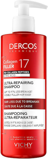 Vichy Dercos Collagen Filler Deep Repair Shampoo Against Hair Breakage 17 Volume Ml 400