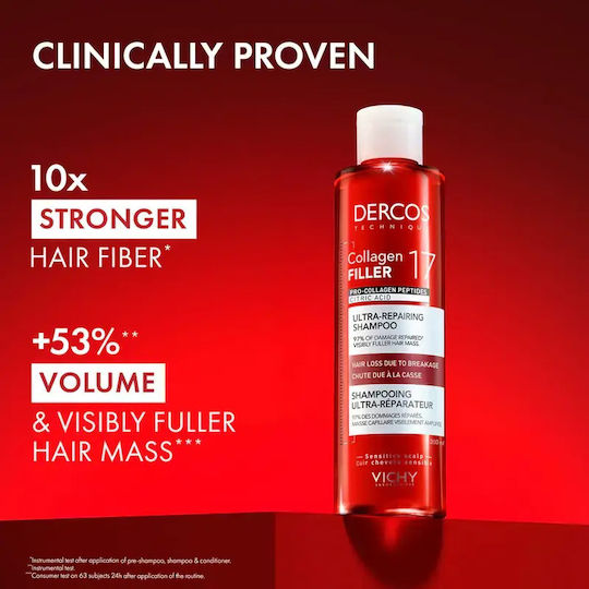 Vichy Dercos Collagen Filler Дълбоко Възстановяващ Шампоан Против Начупване на Коса 17 Обем Мл 200