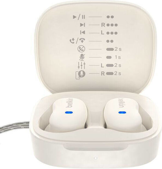 Belkin SoundForm Anywhere Earbud Bluetooth Handsfree Headphones with Sweat Resistance and Charging Case White