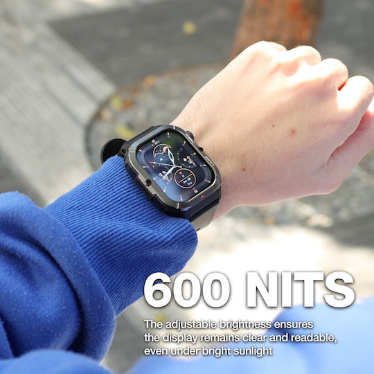 AGM Legion 3 Αδιάβροχο Smartwatch με Παλμογράφο (Μαύρο)