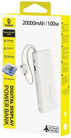 Baseus EnerFill FC41 Power Bank 20000mAh 100W with USB-A Port and USB-C Port Beige