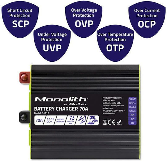 Qoltec Monolith Φορτιστής Μπαταρίας Αυτοκινήτου 12V