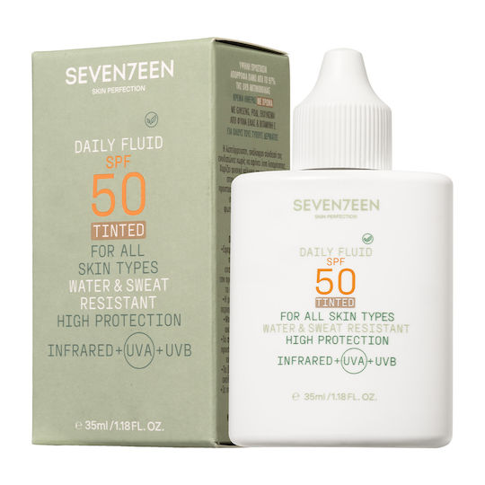 Seventeen Daily Fluid Αδιάβροχη Αντηλιακή Λοσιόν Προσώπου SPF50 με Χρώμα 35ml