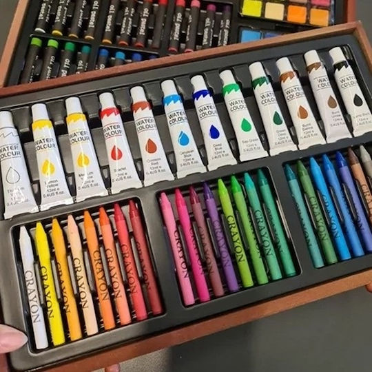 Комплект за рисуване дървен 38x23.5см 129 броя