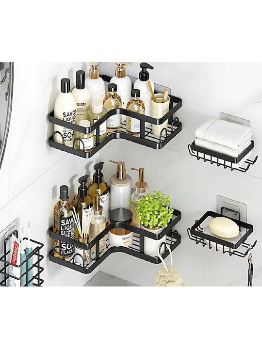 Corner Wall Mounted Bathroom Shelf Metallic Black