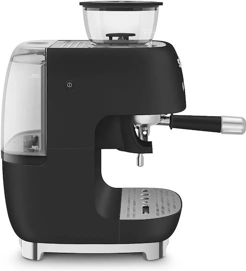 Smeg Automatische Espressomaschine 1650W Druck 20bar für Cappuccino mit Mahlwerk Schwarz EGF03BLMEU