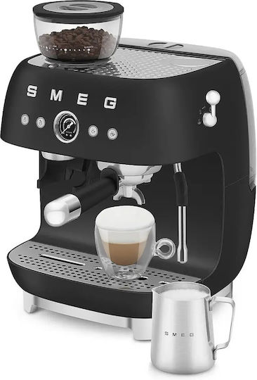 Smeg Automatische Espressomaschine 1650W Druck 20bar für Cappuccino mit Mahlwerk Schwarz EGF03BLMEU