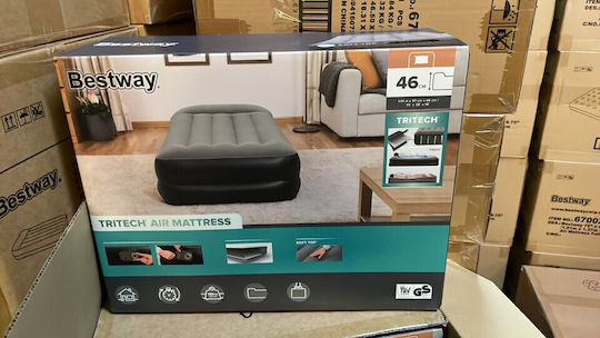Bestway Camping Air Mattress Single with Integrated Pump 191x97x46cm