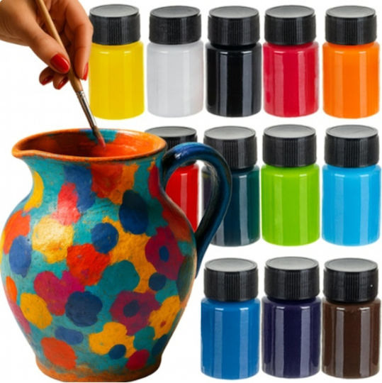 Set 12 Vopsele Speciale Pentru Artizanat Sticlă Ceramică Ideală Porțelan Cani Farfurii Culori Rezistente La Cuptor Tub Capacitate 20 Ml Pictură Detaliată Preciză Începători Avansați Cutie De Depozitare Multicolor