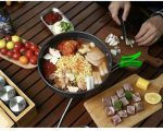 Set Accesorii Gătit Camping Oțel Inoxidabil Durabil Negru Kesnup