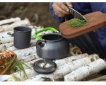 Set Accesorii Gătit Camping Oțel Inoxidabil Durabil Negru Kesnup