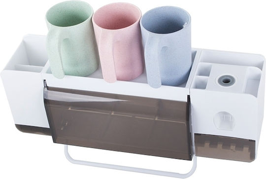 Bază de Susținere pentru Periuță de Dinți cu Dozator Automat de Pastă de Dinți din Plastic cu Ventuză Albă 9789377301033