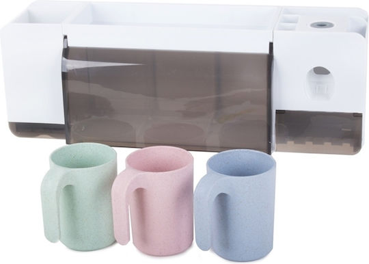 Bază de Susținere pentru Periuță de Dinți cu Dozator Automat de Pastă de Dinți din Plastic cu Ventuză Albă 9789377301033