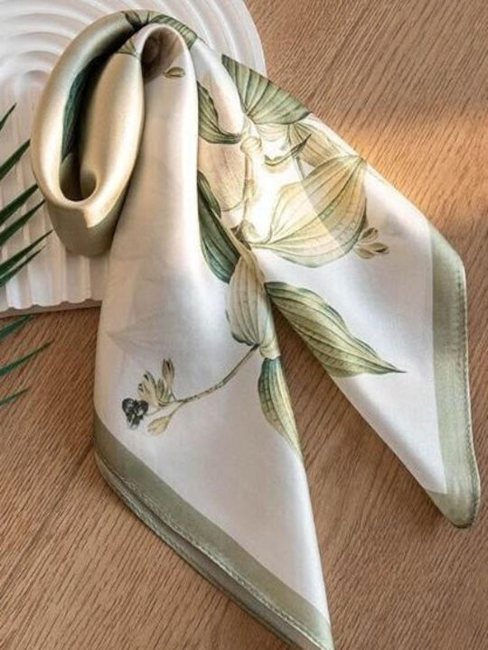 By Queen Botanical Satin Elegance Μαντήλι Λευκά Κρινάκια