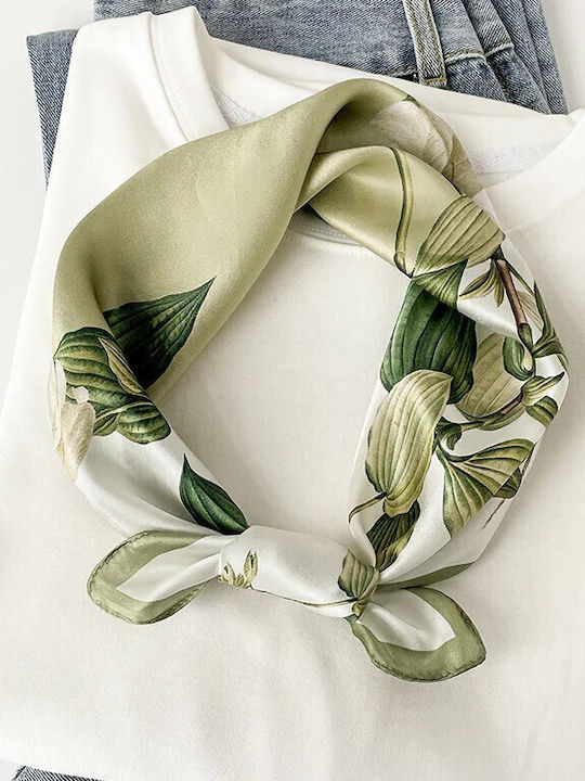 By Queen Botanical Satin Elegance Μαντήλι Λευκά Κρινάκια