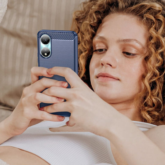 Forcell Honor X7β 4g X7b 5g Honor 90 Carbon Fiber Θήκη Σιλικόνης Blue
