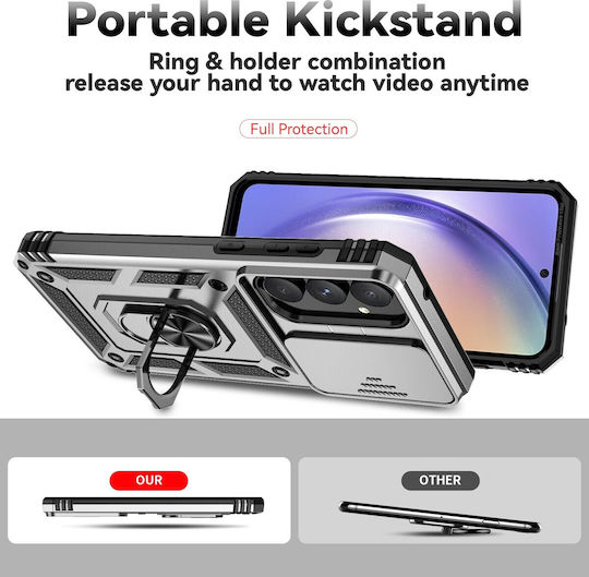 Forcell Samsung Galaxy A55 5g A35 5g Sliding Camshield Holder Θήκη Σκληρή Silver