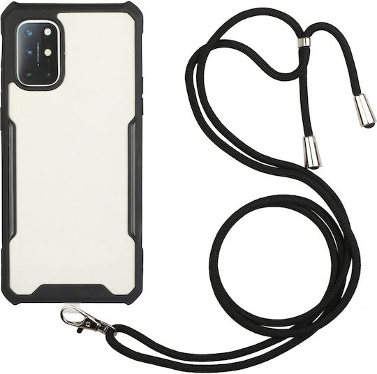 Forcell Xiaomi Redmi 9T Xiaomi Poco M3 Neck Lanyard Silicone Frame Case Transparent Black