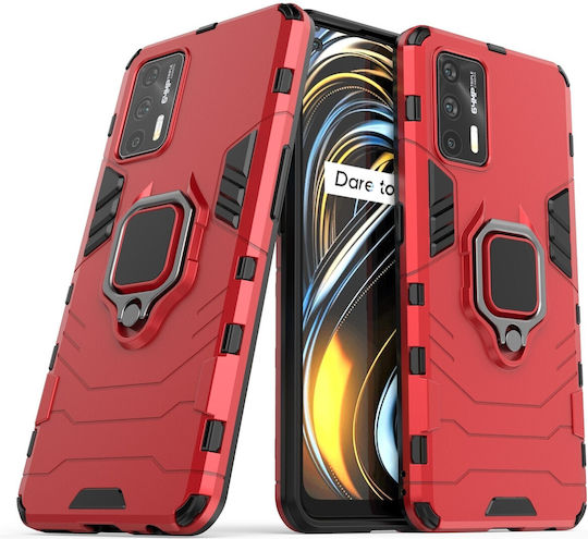 Forcell Realme GT 5G Magnetischer Ringhalter Hülle Hart Rot