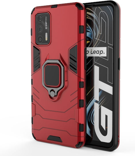 Forcell Realme GT 5G Magnetischer Ringhalter Hülle Hart Rot