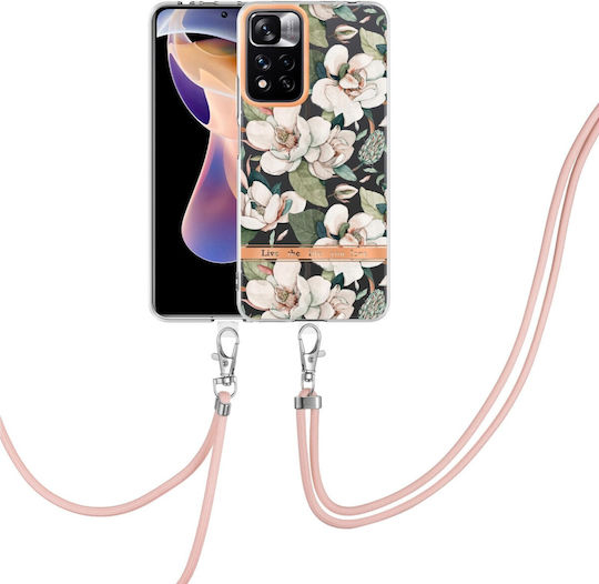 Forcell Xiaomi Redmi Note 11 Pro+ 5G Silicone Lanyard Case Neck Strap Green Gardenia
