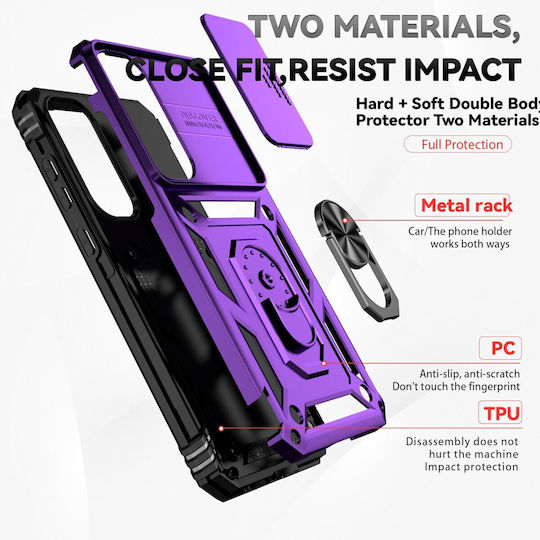 Forcell Samsung Galaxy A55 5g A35 5g Sliding Camshield Holder Hard Case Purple