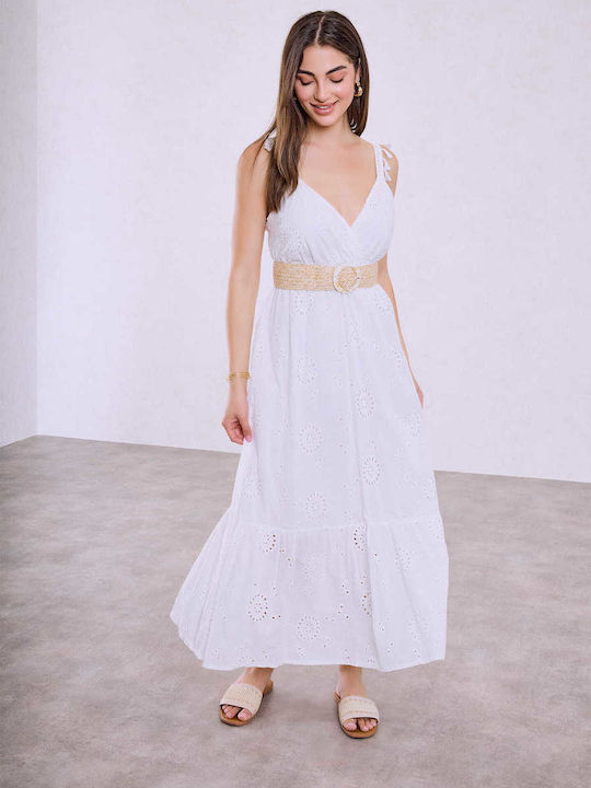 Celestino Embroidered Women's Dress Tassels White